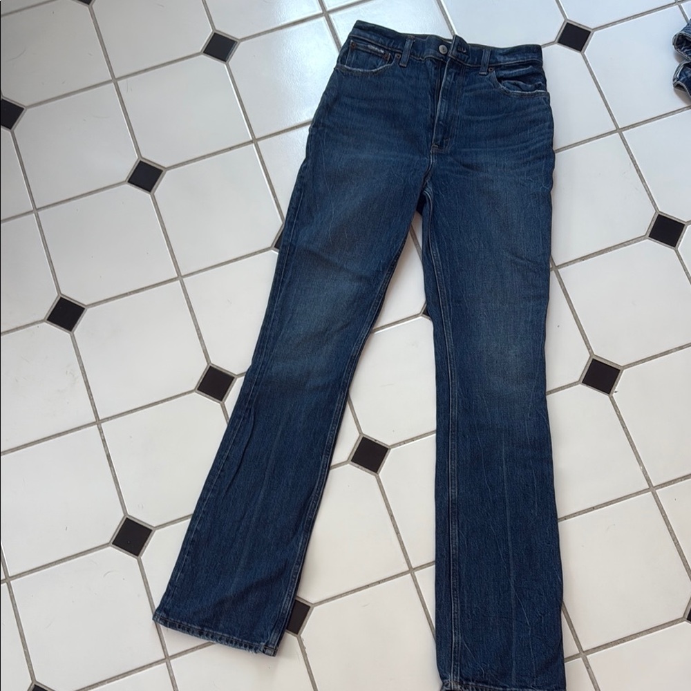 Abercrombie & Fitch Blue Flare Wide Leg Jeans
